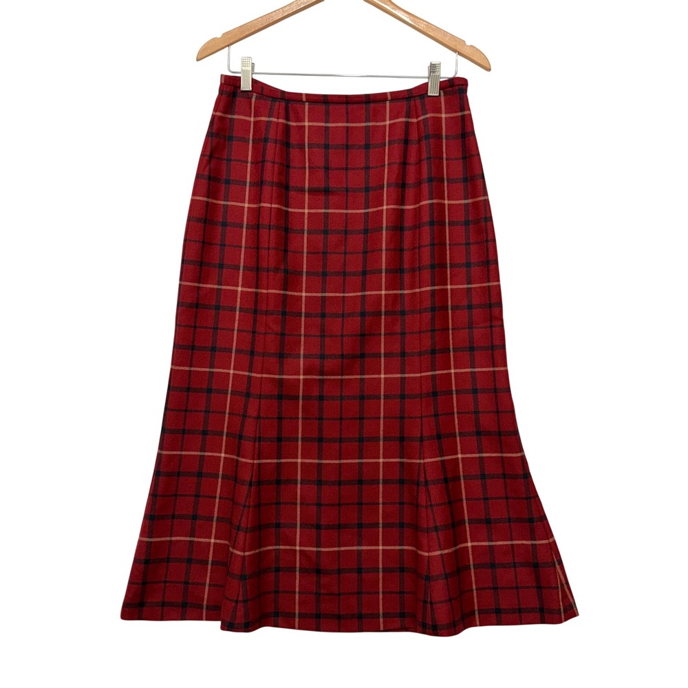 Brooks Brothers Women's Tartan Plaid Wool Midi Skirt Sz 10 Holiday Academia Prep